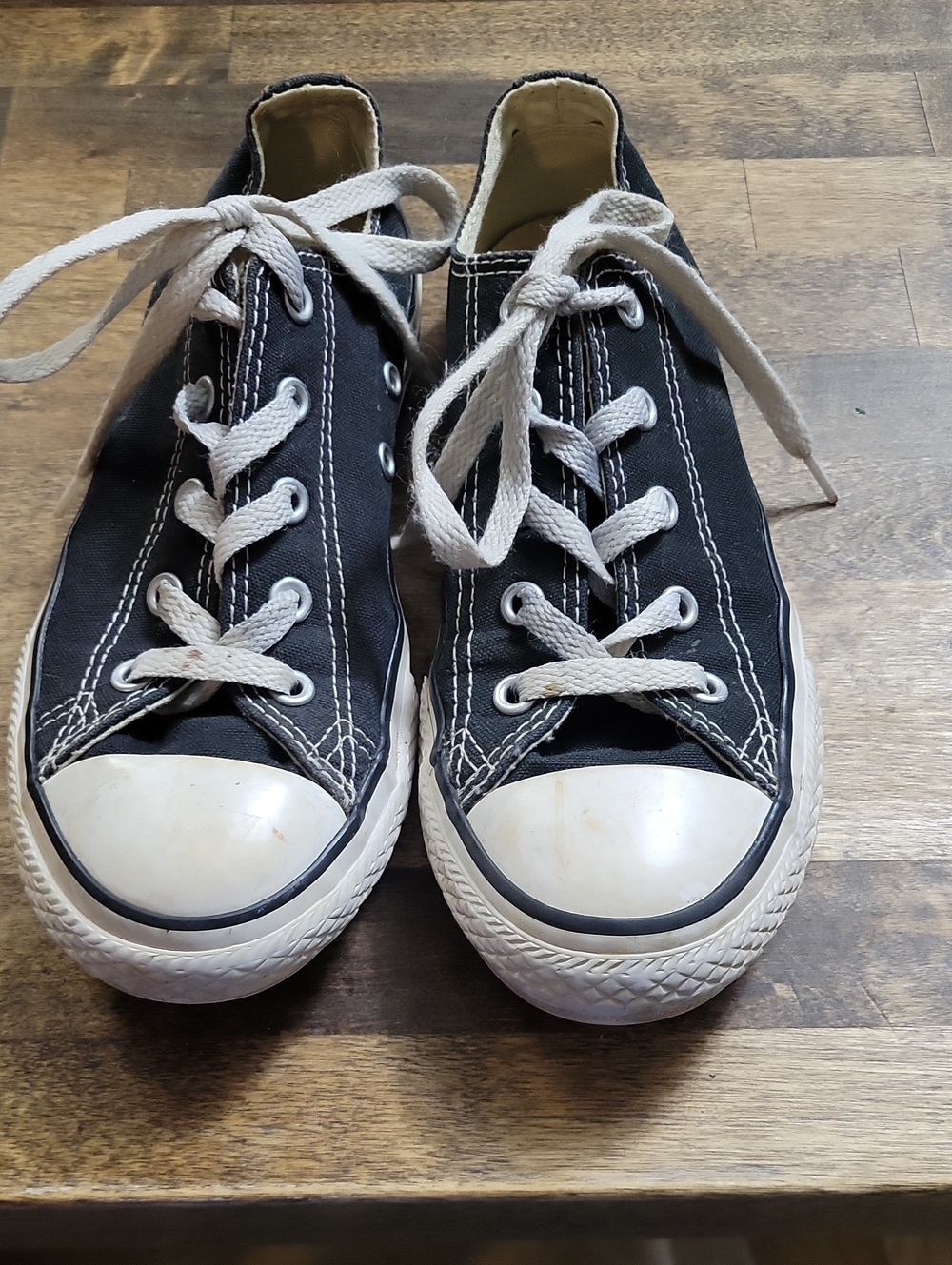Kids Black Canvas Lace-Up Sneakers Size 2